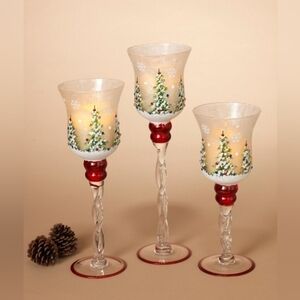 Holiday Glass Goblets (set of 3) New